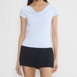 Wilfred ARITZIA Smooth Matter Anne T-shirt Dayflower Blue Purple Draped Sz XS